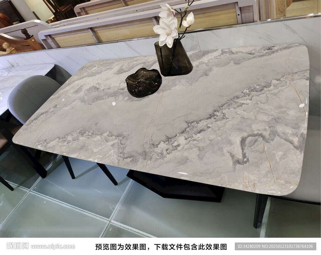 岩板餐桌奢石超晶石大理石源文件