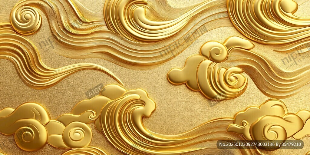 金色云纹浮雕