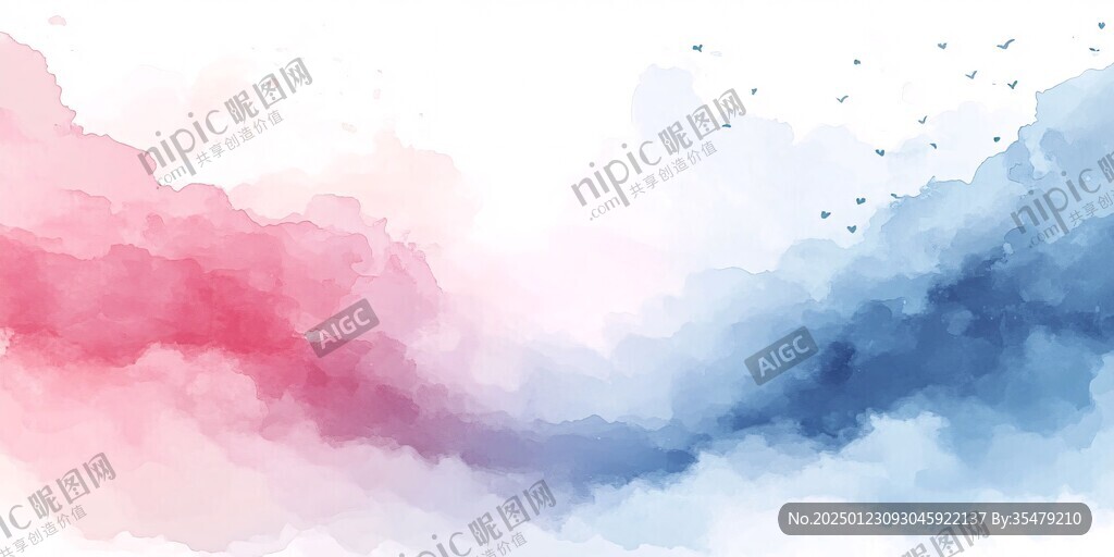 蓝紫红色墨点渐变水彩