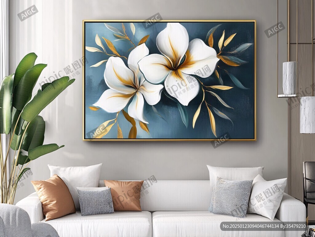花卉手绘画客厅装饰画