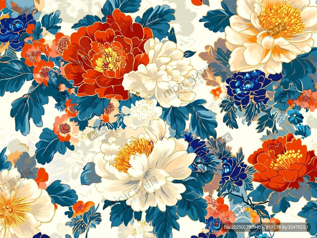 牡丹插画底纹