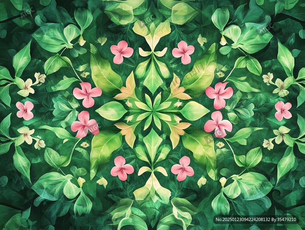绿叶鲜花背景