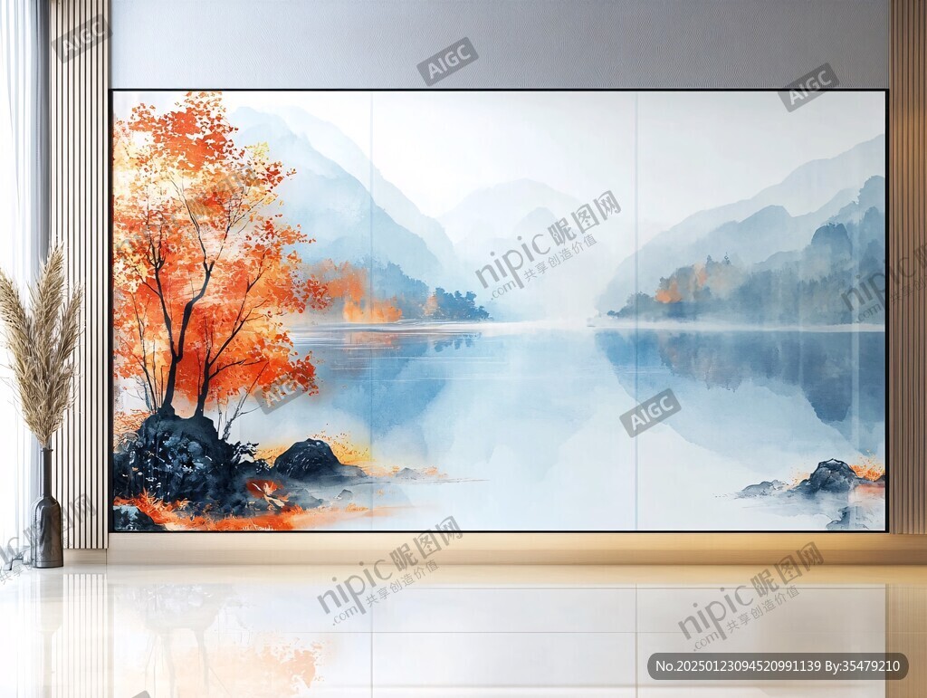 巨幅现代山水屏风