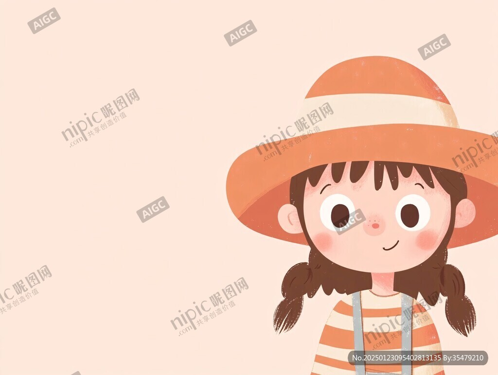 卡通女孩扁平插画