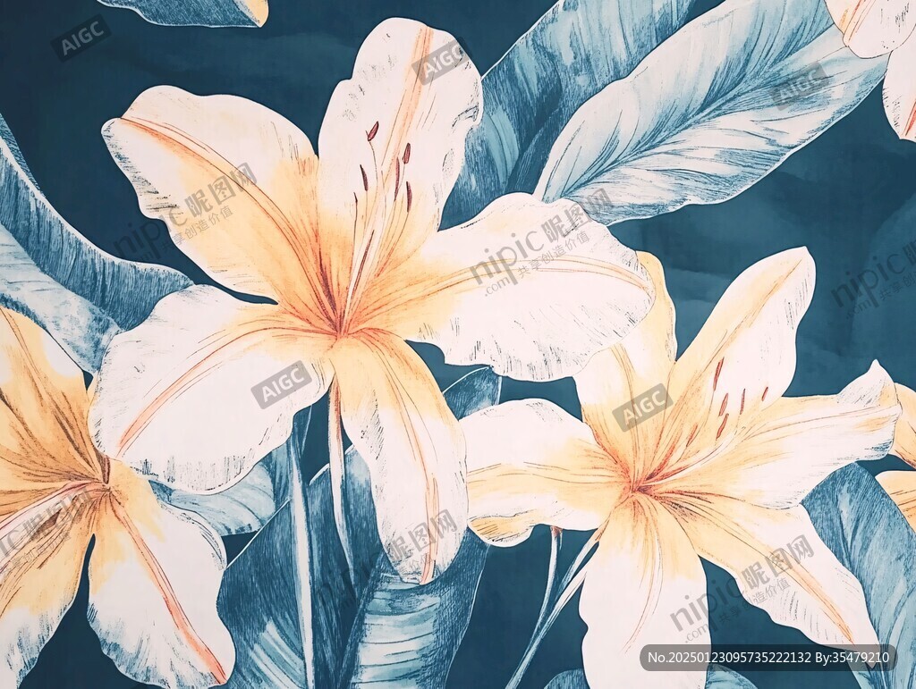 鸡蛋花壁画