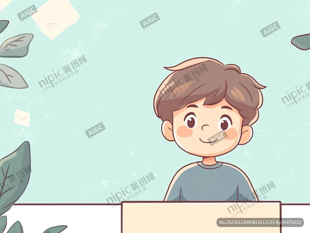 男孩讲课插画