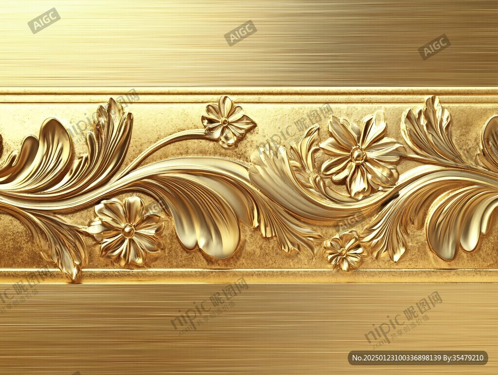 浮雕金色花纹