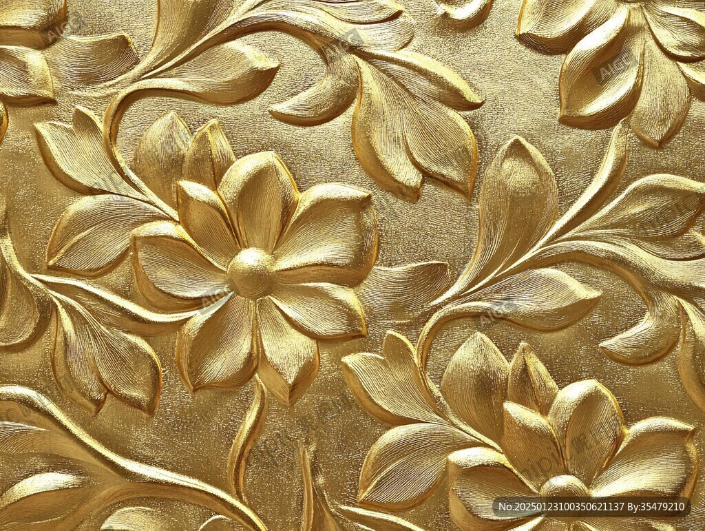 金色浮雕背景墙壁画