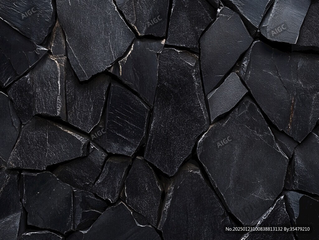 深蓝色拼接石片墙