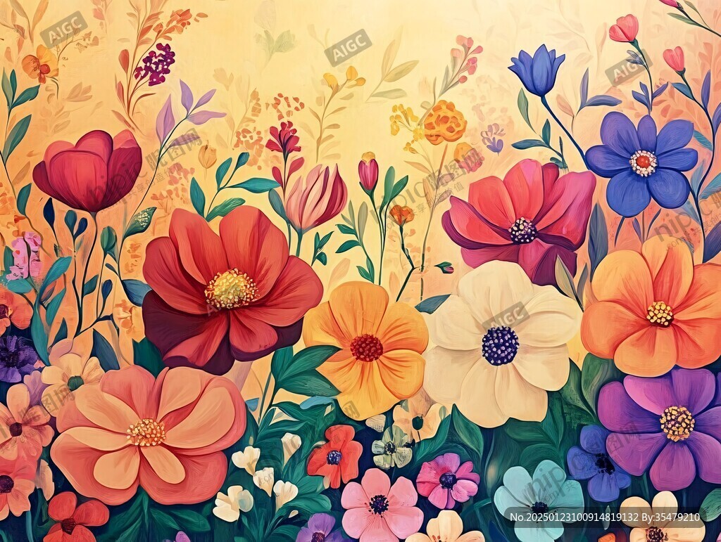 手绘创意百花壁纸