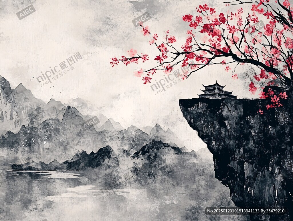 意境古风山水插画