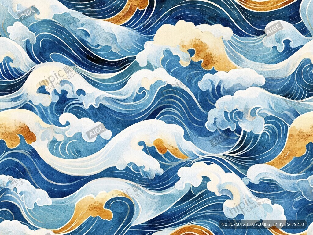 海浪云纹浪花背景