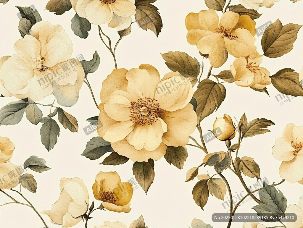 美式手绘花卉