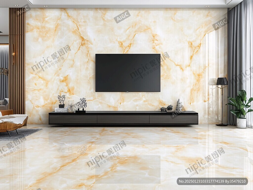 金色大理石瓷砖背景墙