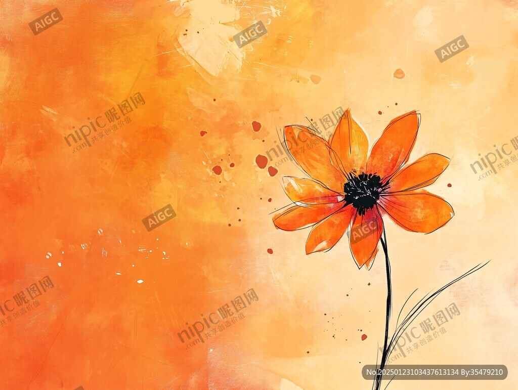 手绘红色花卉梦幻背景