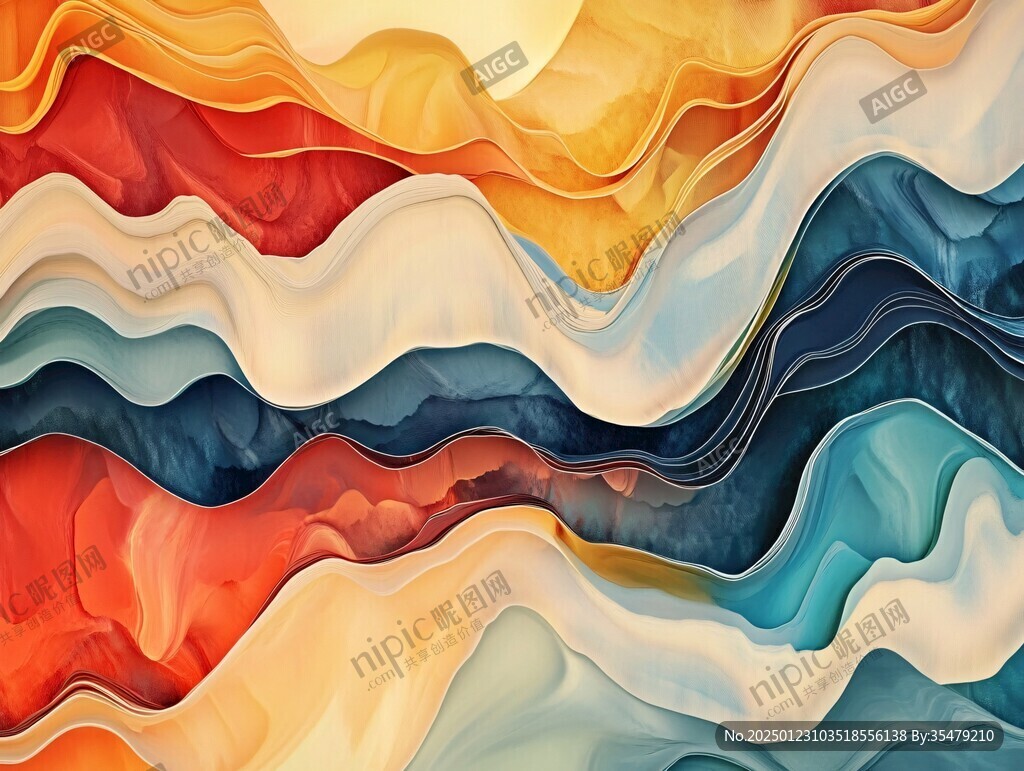 渐变抽象流体装饰画