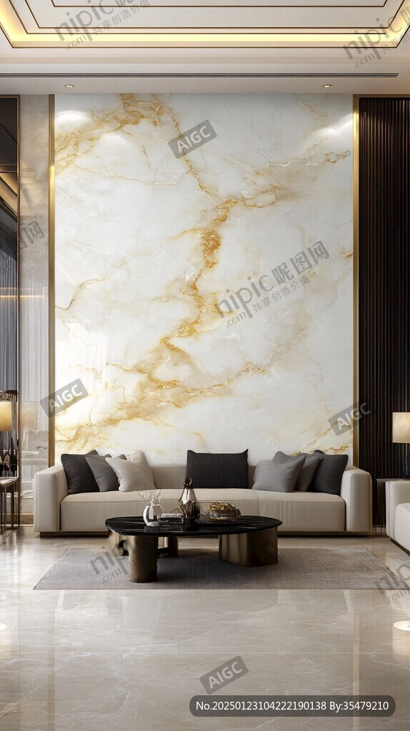 金色大理石瓷砖背景墙