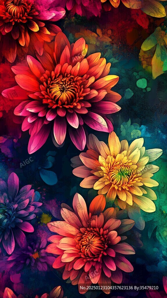 彩色绚丽梦幻唯美花朵
