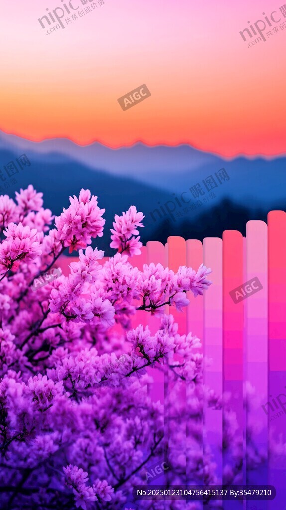 唯美山花意境桃花