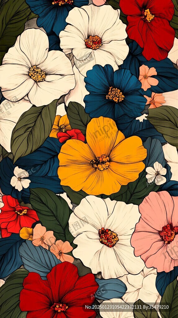 手绘创意百花壁纸