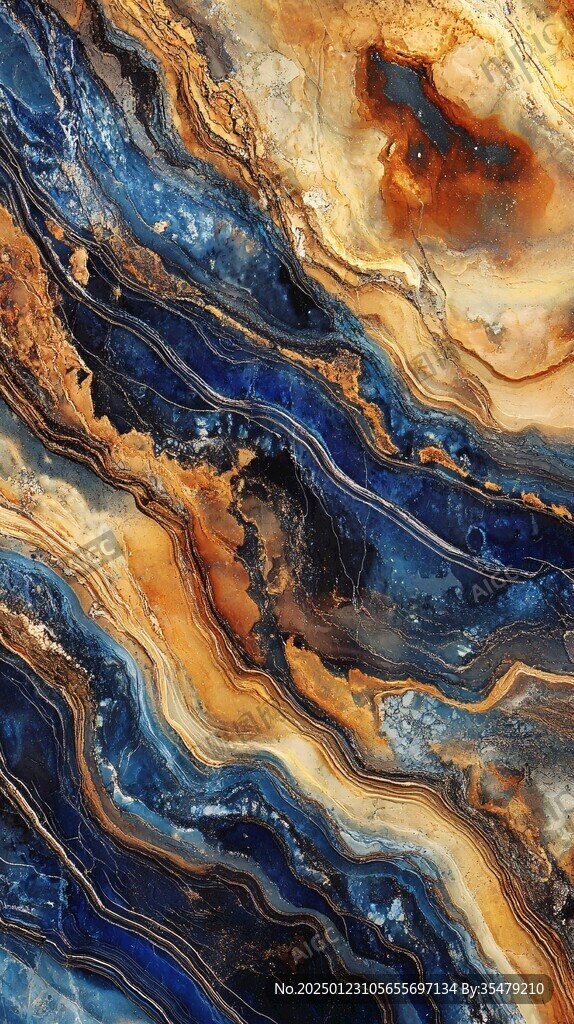 蓝色透光大理石装饰画