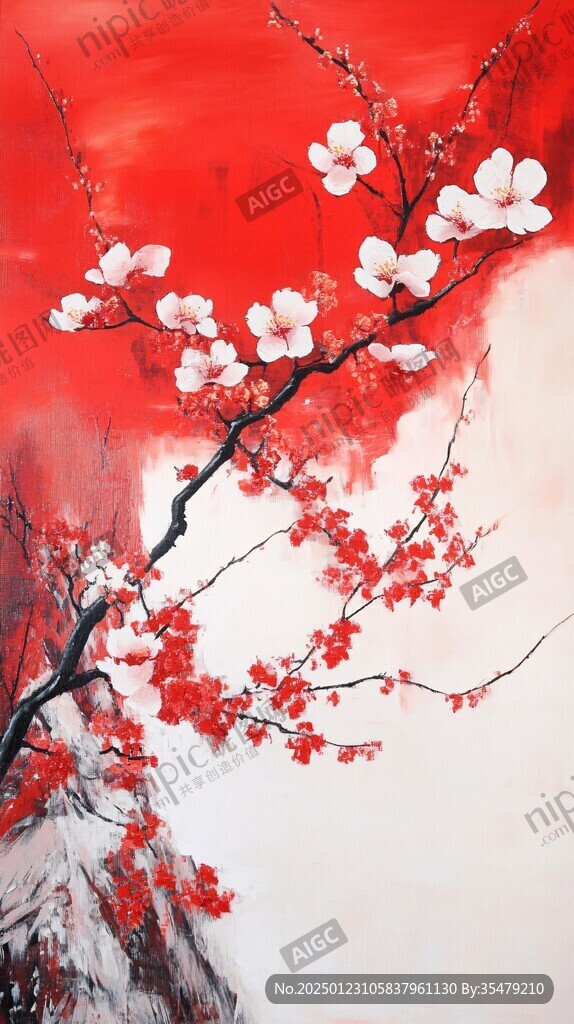 油画梅花