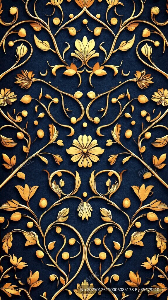 金色浮雕花纹