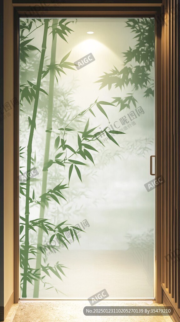 窗外竹景茂密竹林