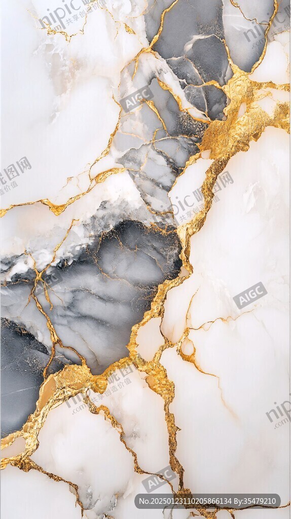 抽象金色线条大理石纹
