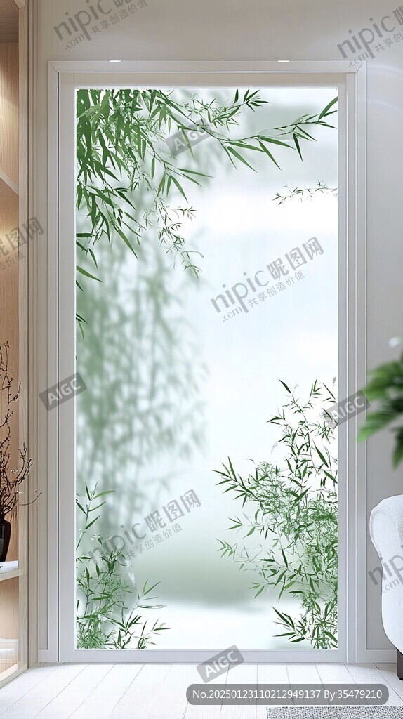 窗外竹景茂密竹林