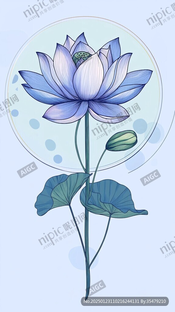 蓝莲花插画