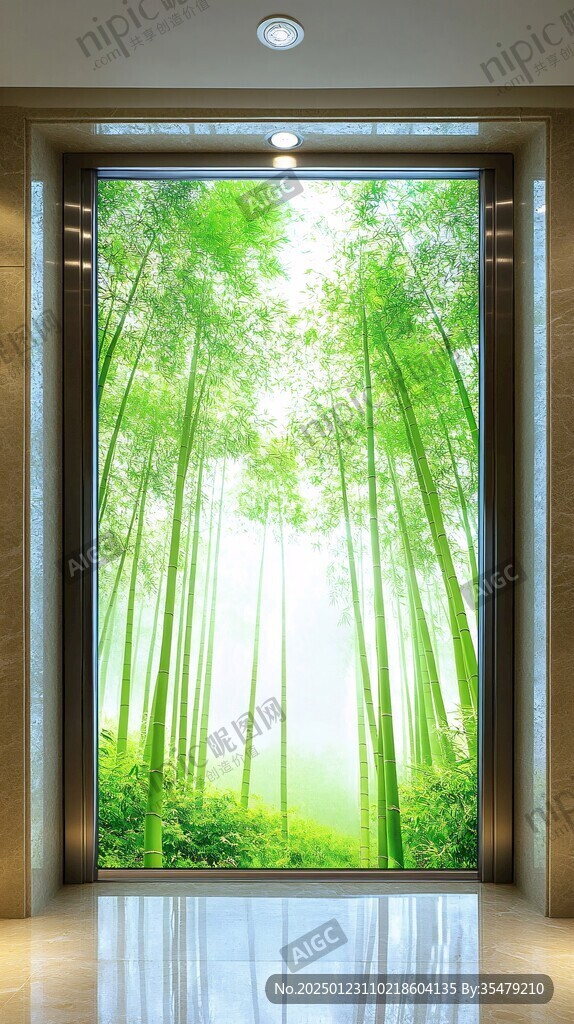 窗外竹景茂密竹林
