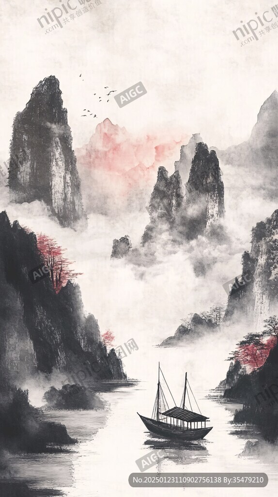 古风插画山水风光