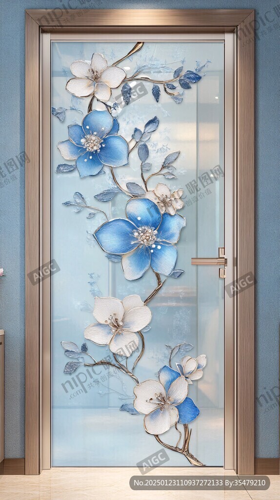 牡丹花艺术玻璃