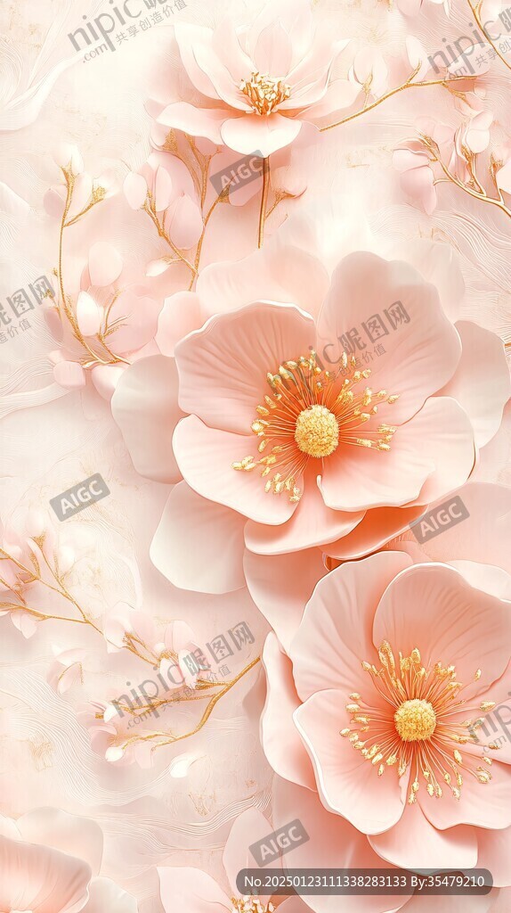 3d浮雕缤纷花卉