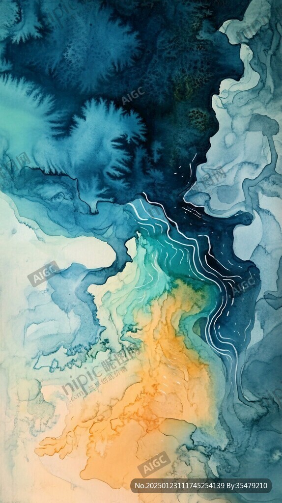 肌理彩色流体装饰画