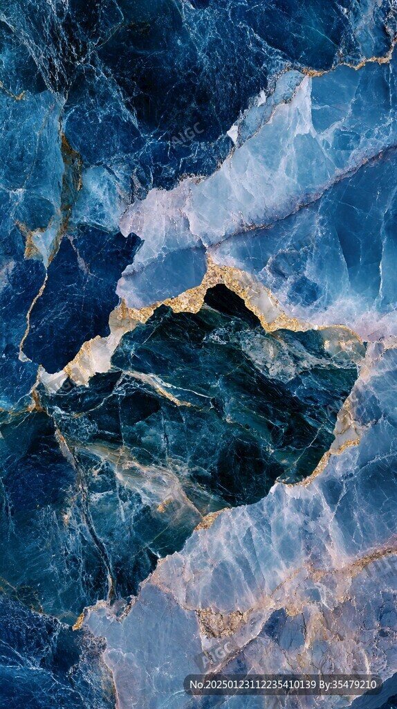 蓝色透光大理石装饰画