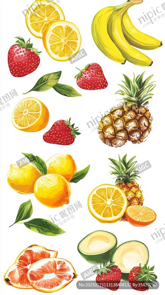 高清手绘水果