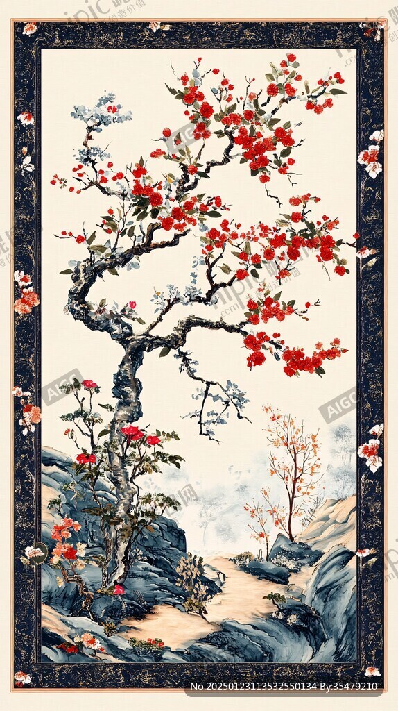 工笔古典梅花装饰画