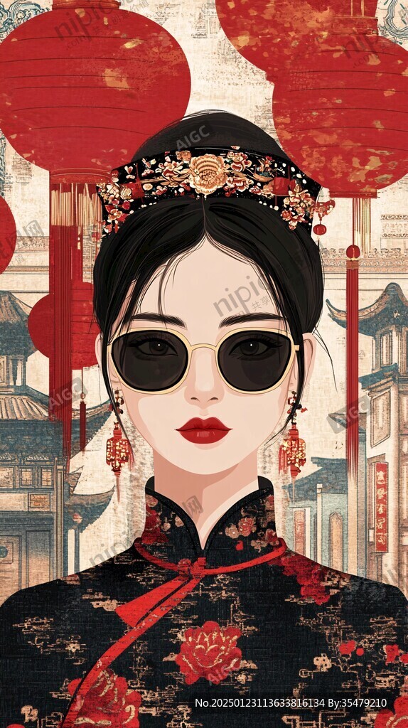 墨镜人物插画