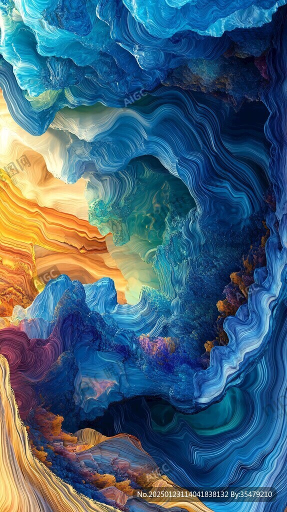 肌理彩色流体装饰画
