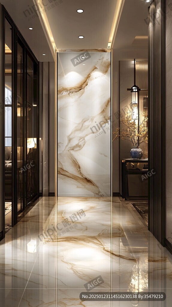 极简金箔石根线条对拼