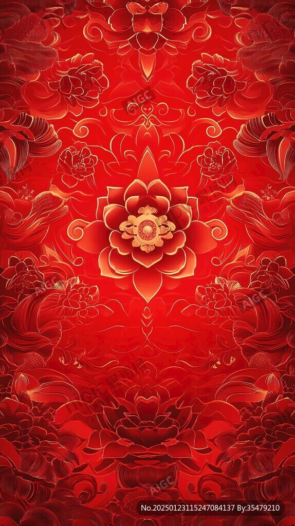 富贵红色花纹