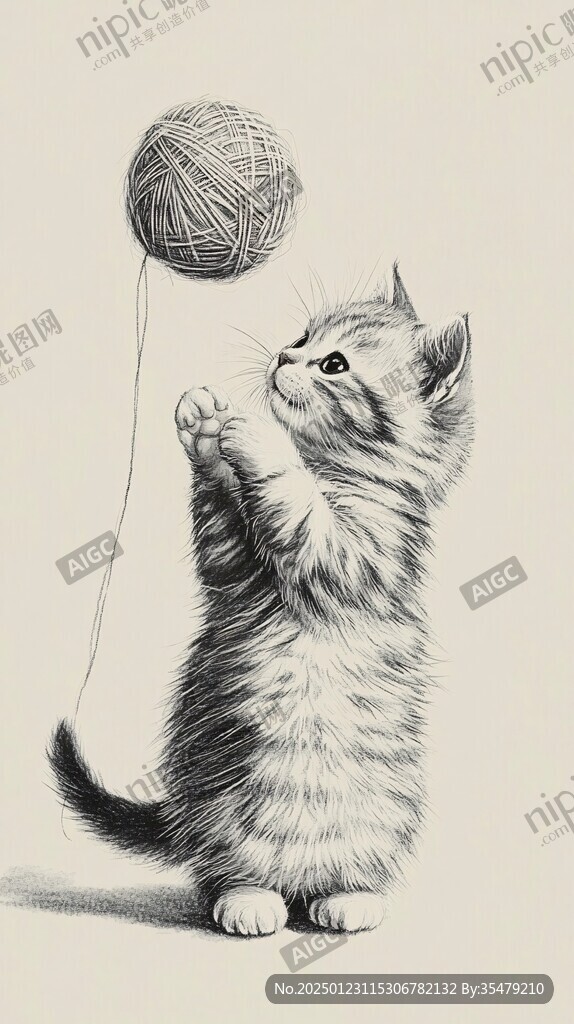 手绘插画宠物猫