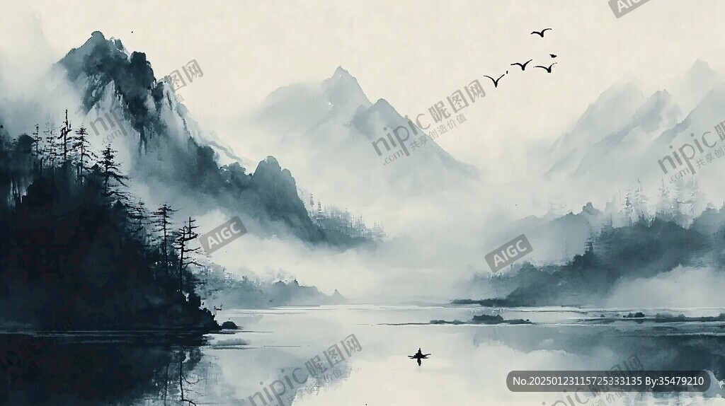 诗意古风水墨山水