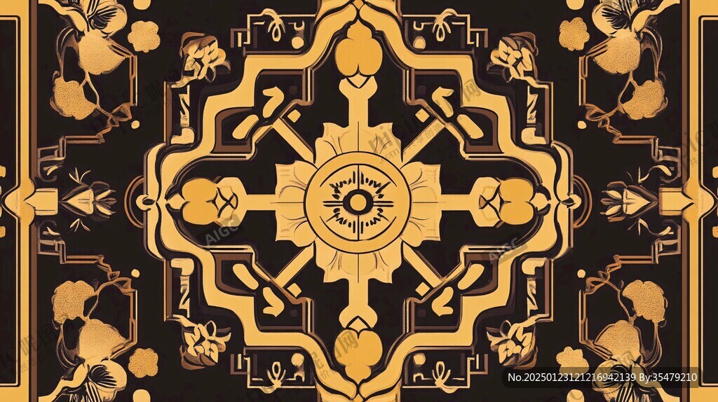 蒙古族喜图案设计金色