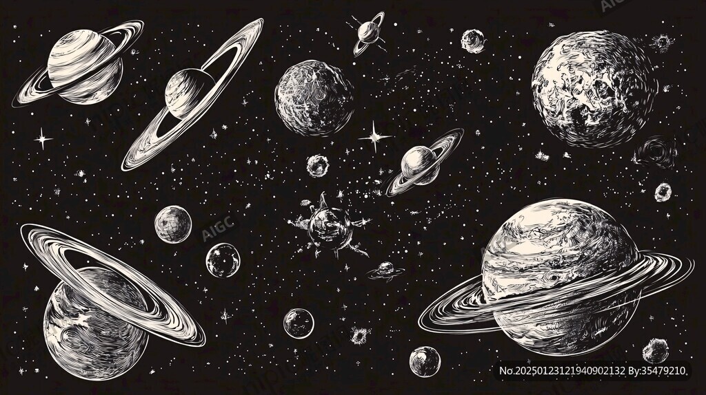 手绘太阳系