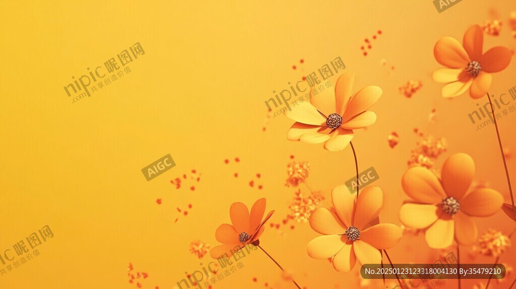 小花暖色背景
