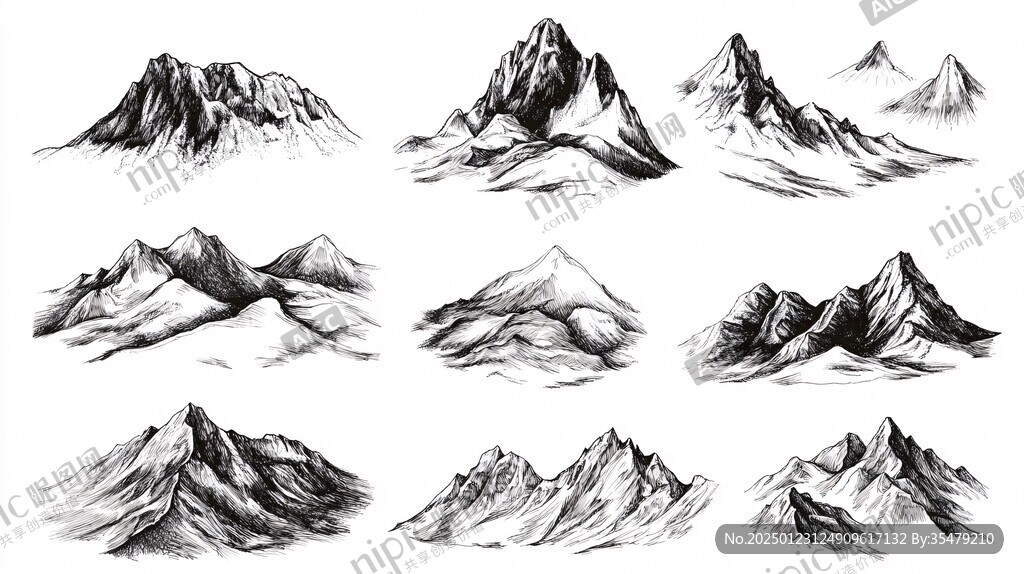 手绘山素材