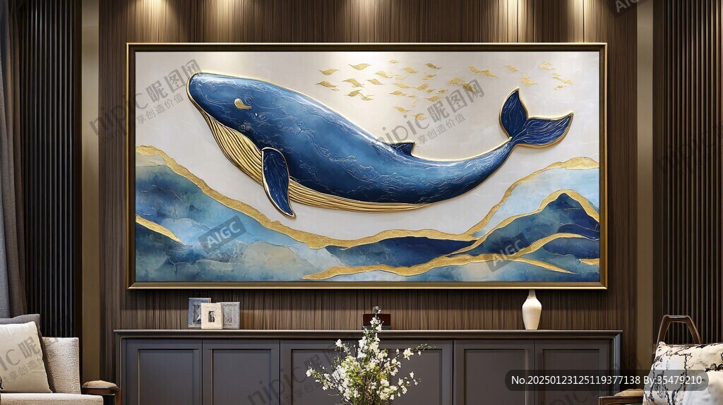 3d鲸鱼壁画